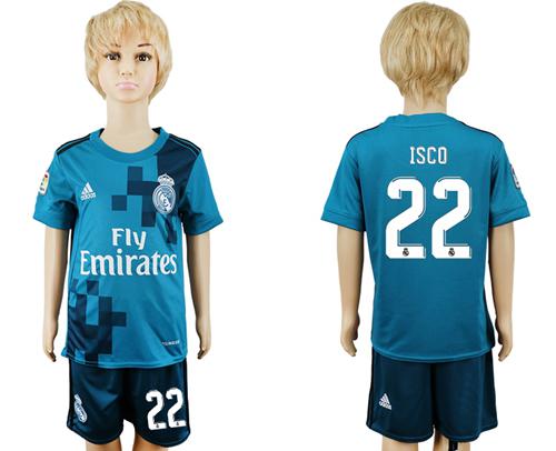 Real Madrid #22 Isco Sec Away Kid Soccer Club Jersey